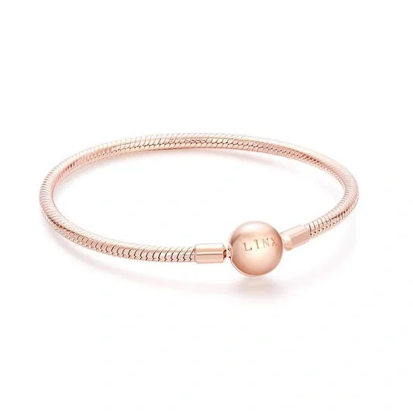 Linx Rose Gold Snake Chain Bracelet with Beach and Summer Themed Charms